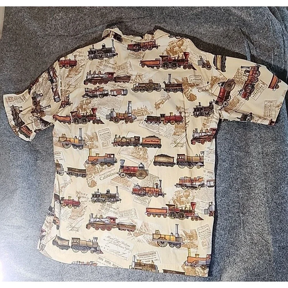 DAVID CAREY Shirt Mens Large California‎ Train Railway Sunset Limited Special - Picture 13 of 13